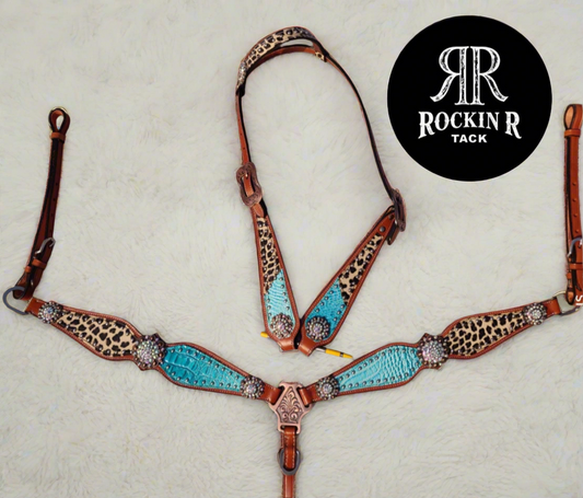 Teal Gator and Cheetah Tack Set
