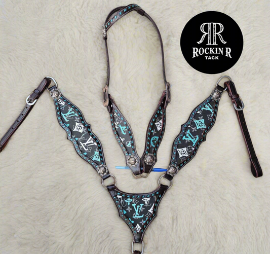 Teal & White Louis Vuitton Tack Set