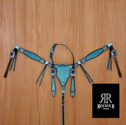 Turquoise Bedazzled Tack Set