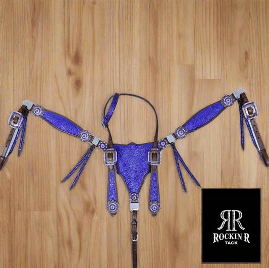 Blue Bedazzled Tack Set