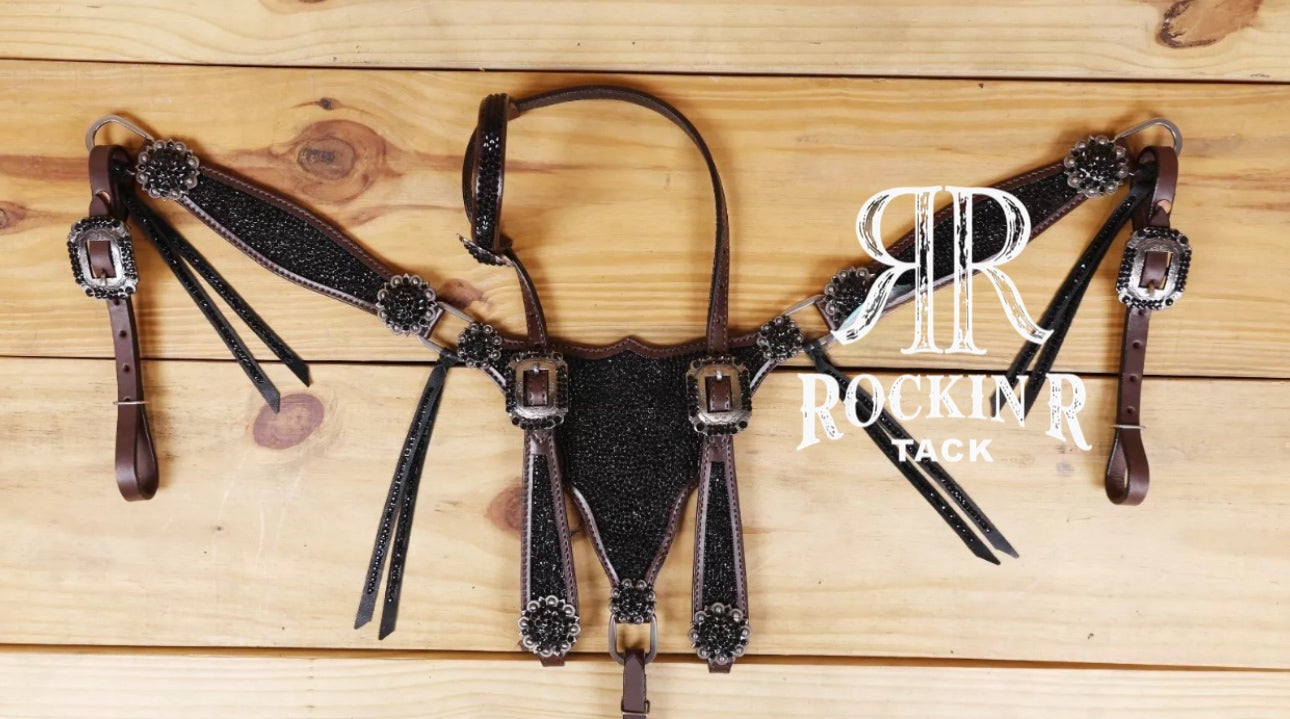 Black Bedazzled Tack Set